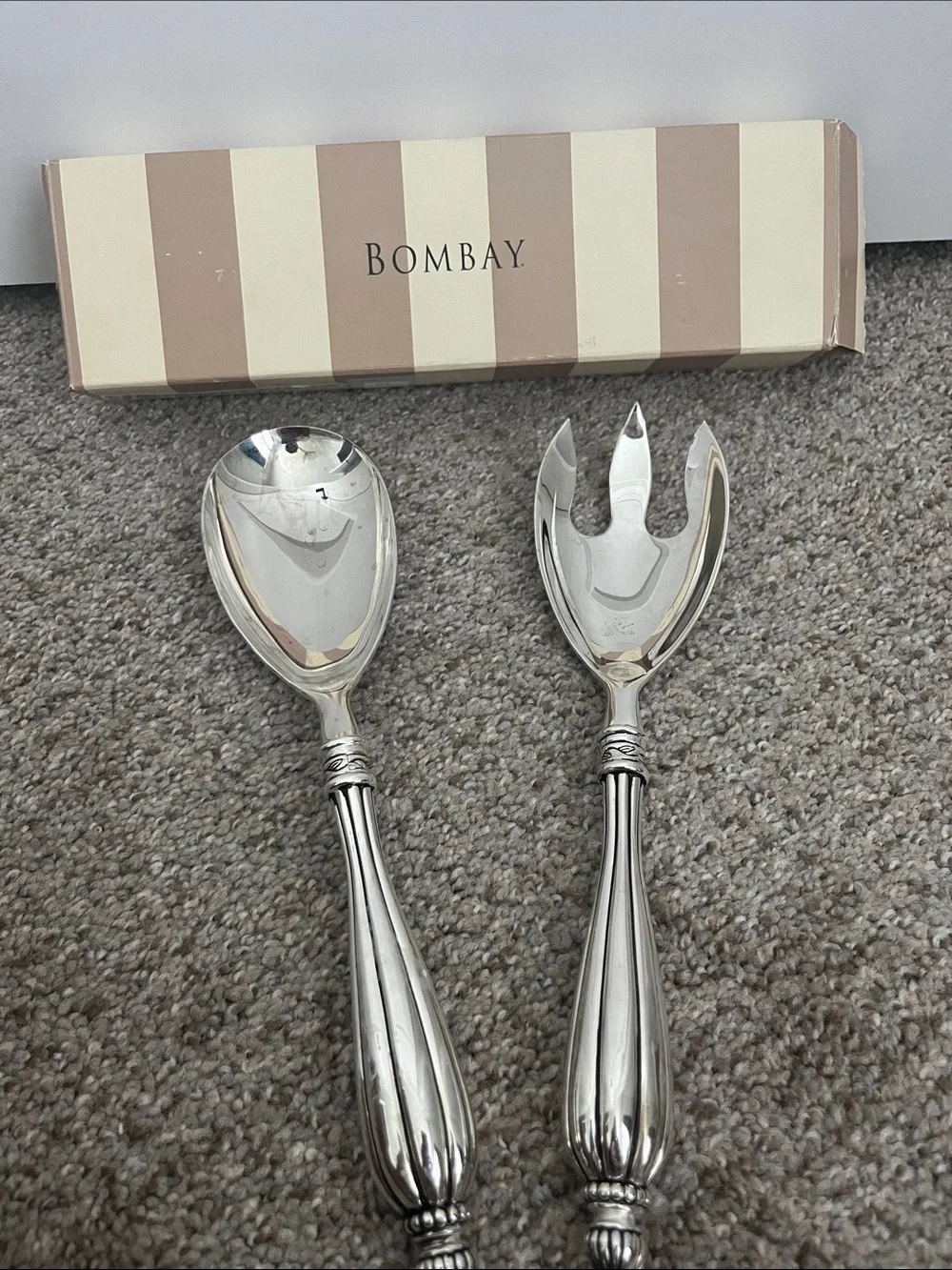 Bombay -Renaissance Salad Fork & Spoon-Silver Finish